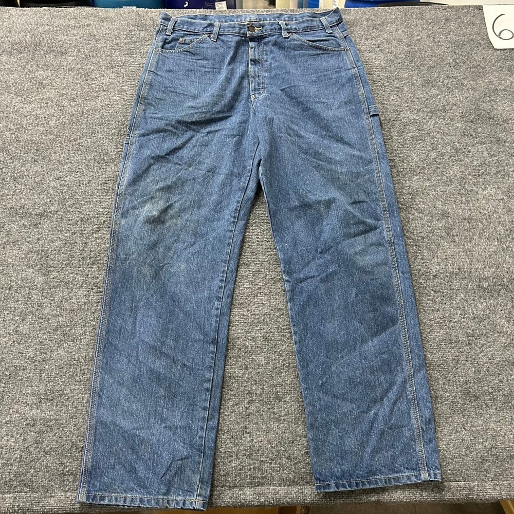 Dickies Carpenter Jeans Mens Size 38x34 Blue Relaxed Fit Utility Workwear Denim